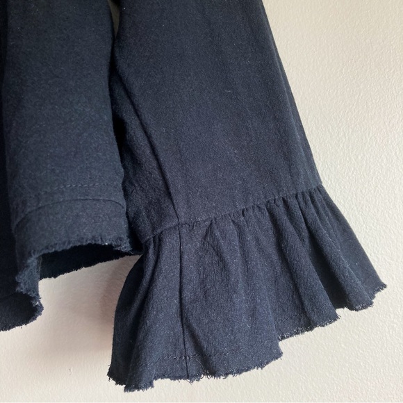 Free People Black Raw Hew Ruffle Bow Top - Picture 3 of 4